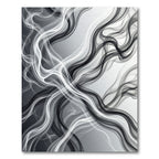 Monochrome Flowing Abstract Smoke Swirl Rug