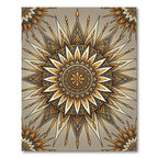 Intricate Sunburst Mandala Ochre Rug