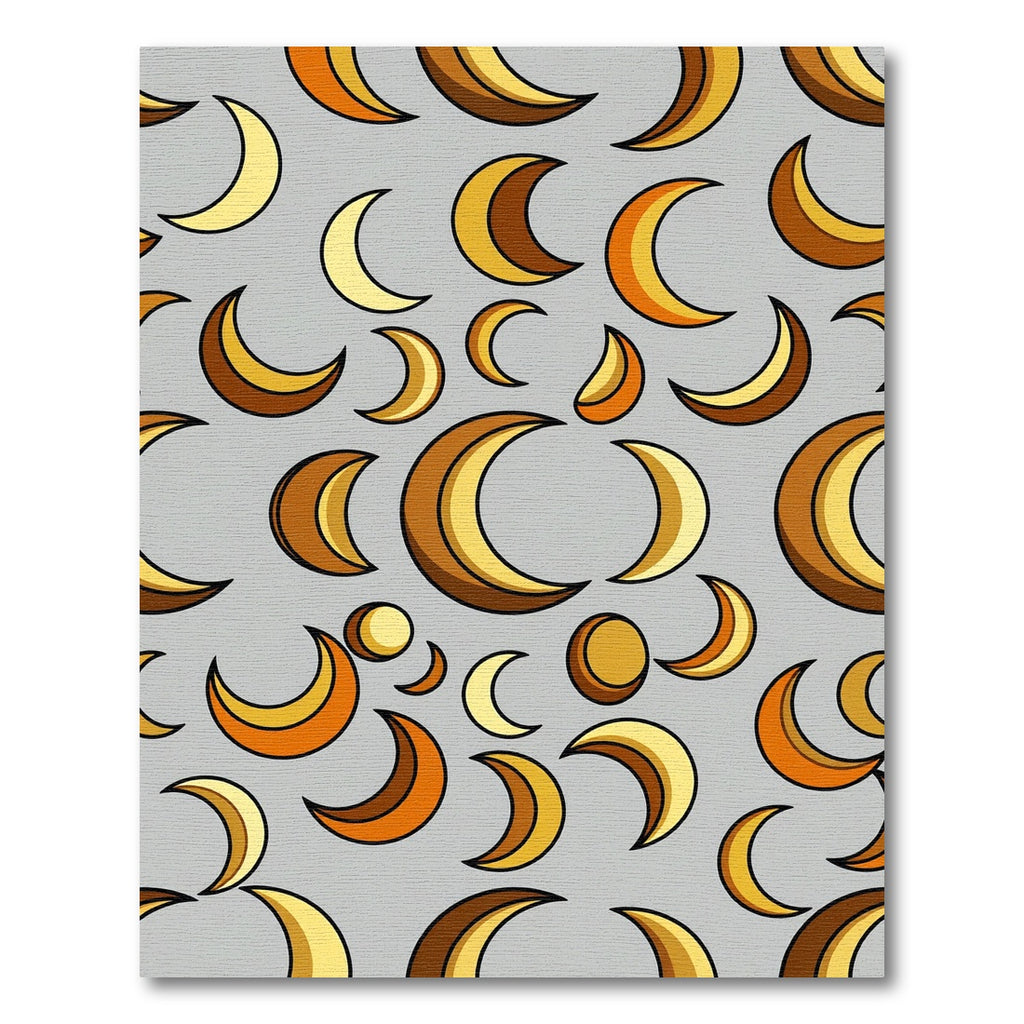 Modern Golden Crescent Moon Celestial Rug