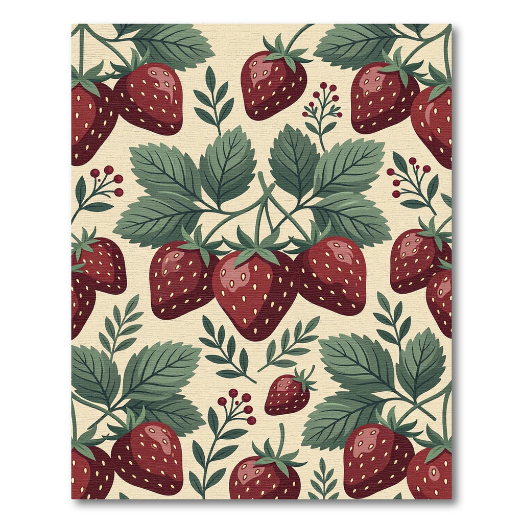 Vintage Crimson Strawberry Botanical Garden Rug