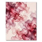 Crimson and Rose Fluid Abstraction Rug