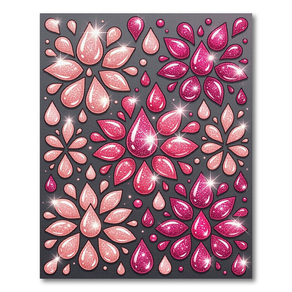 Sparkling Pink Petal Drop Arrangement Rug