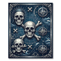 Midnight Nautical Skull Compass Maritime Map Rug