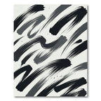 Minimalist Black and White Abstract Brushstroke Rug