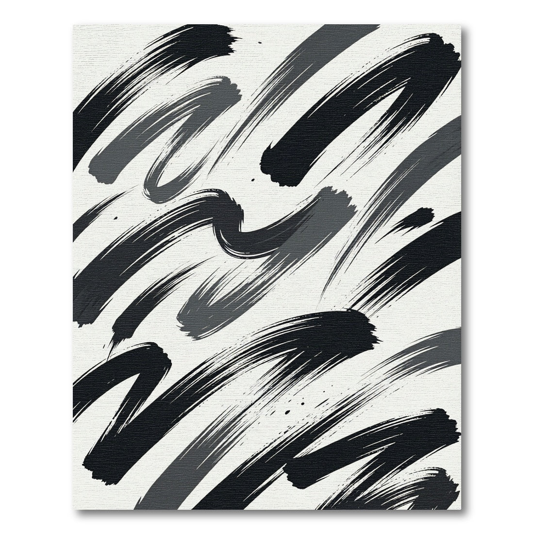 Minimalist Black and White Abstract Brushstroke Rug