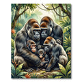 Majestic Gorilla Family Lush Forest Rug
