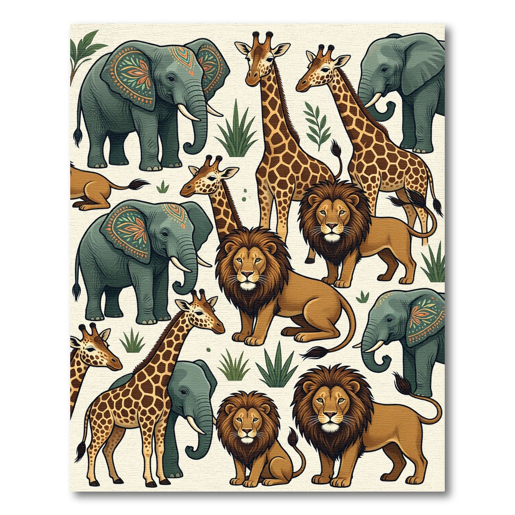 Safari Animals Jungle Savanna Illustration Rug