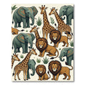 Safari Animals Jungle Savanna Illustration Rug