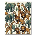Safari Animals Jungle Savanna Illustration Rug