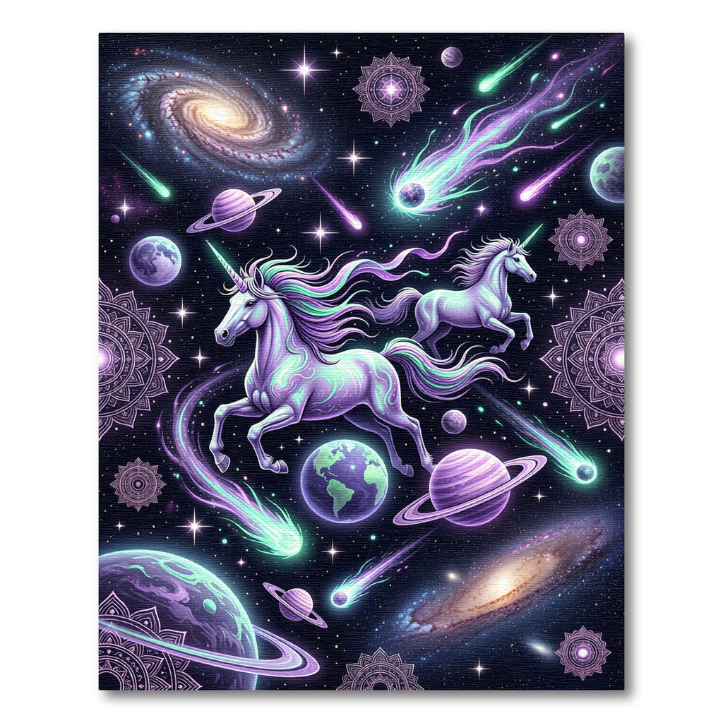 Ethereal Cosmic Unicorn Celestial Galaxy Rug