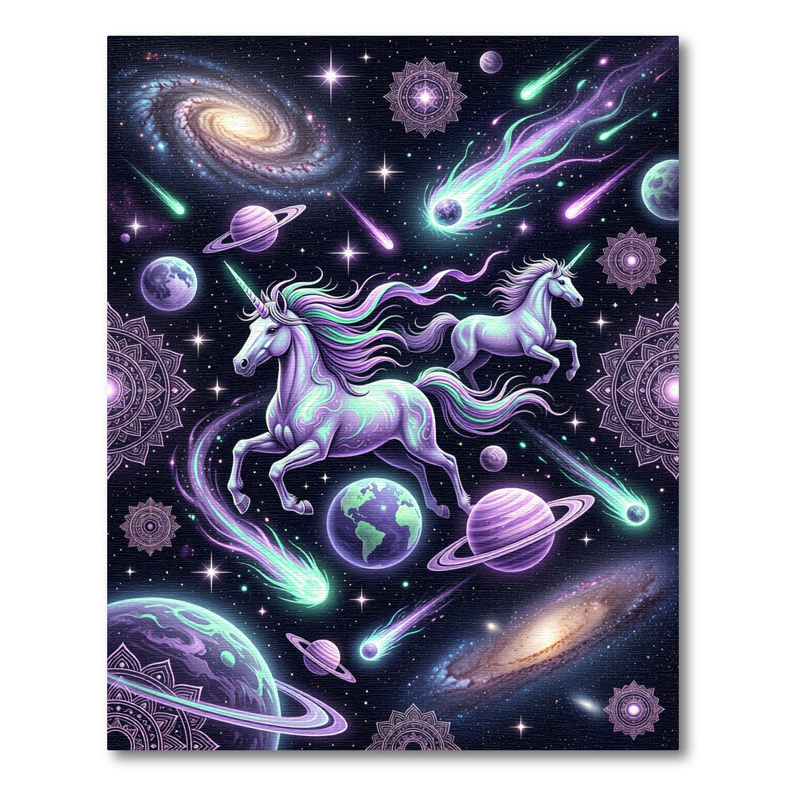 Ethereal Cosmic Unicorn Celestial Galaxy Rug