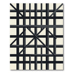 Black White Geometric Architectural Framework Rug