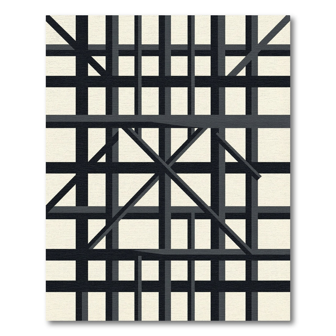 Black White Geometric Architectural Framework Rug