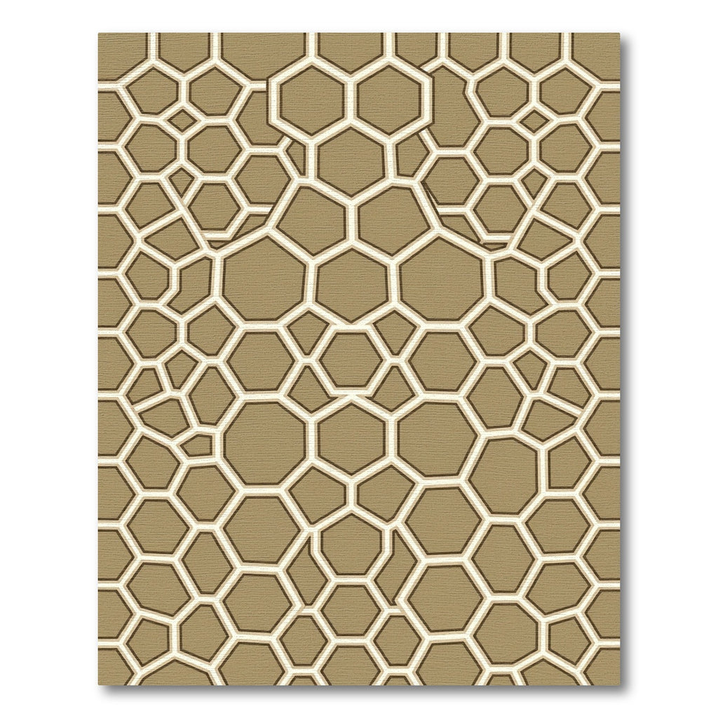 Tan Hexagon Overlay Geometric Abstraction Rug