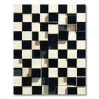 Modern Black White Checkered Volume Rug