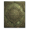 Ornate Sage Green Damask Medallion Rug