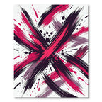 Bold Abstract Carmine Black Ink Brushstrokes Rug