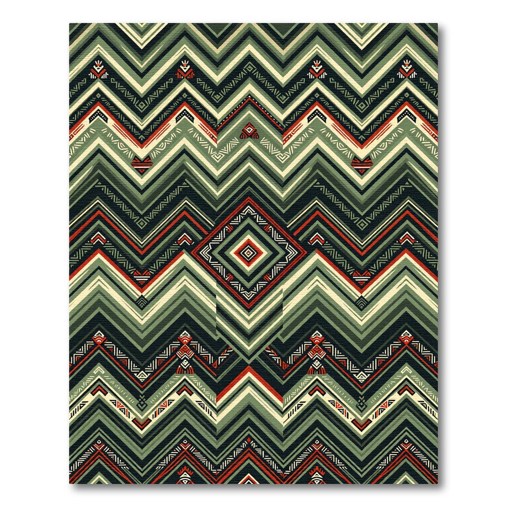 Bold Olive Chevron Geo Diamond Rug