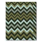 Olive Green Chevron Zigzag Stripe Rug