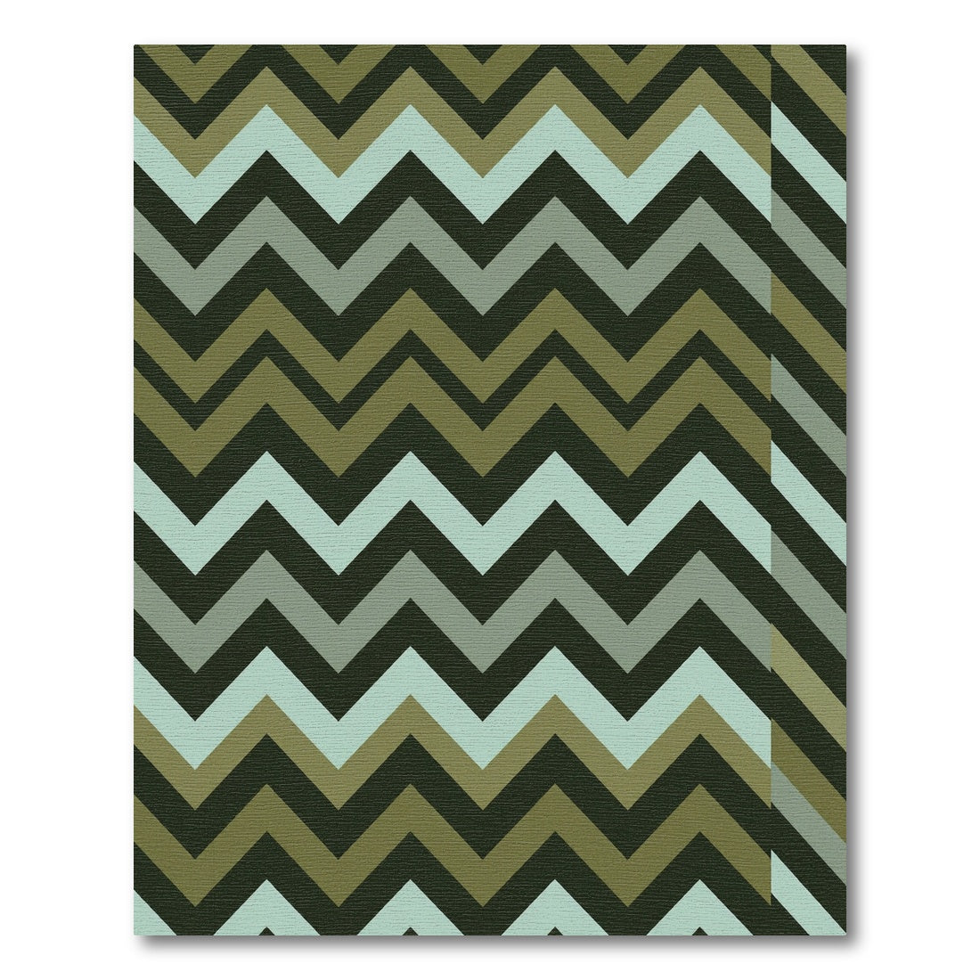 Olive Green Chevron Zigzag Stripe Rug