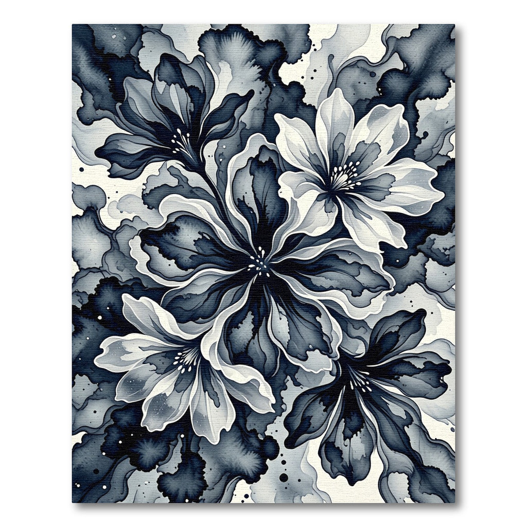 Monochromatic Abstract Floral Bloom Rug