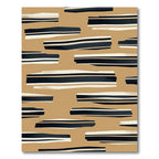 Tan and Navy Striped Brush Strokes Rug