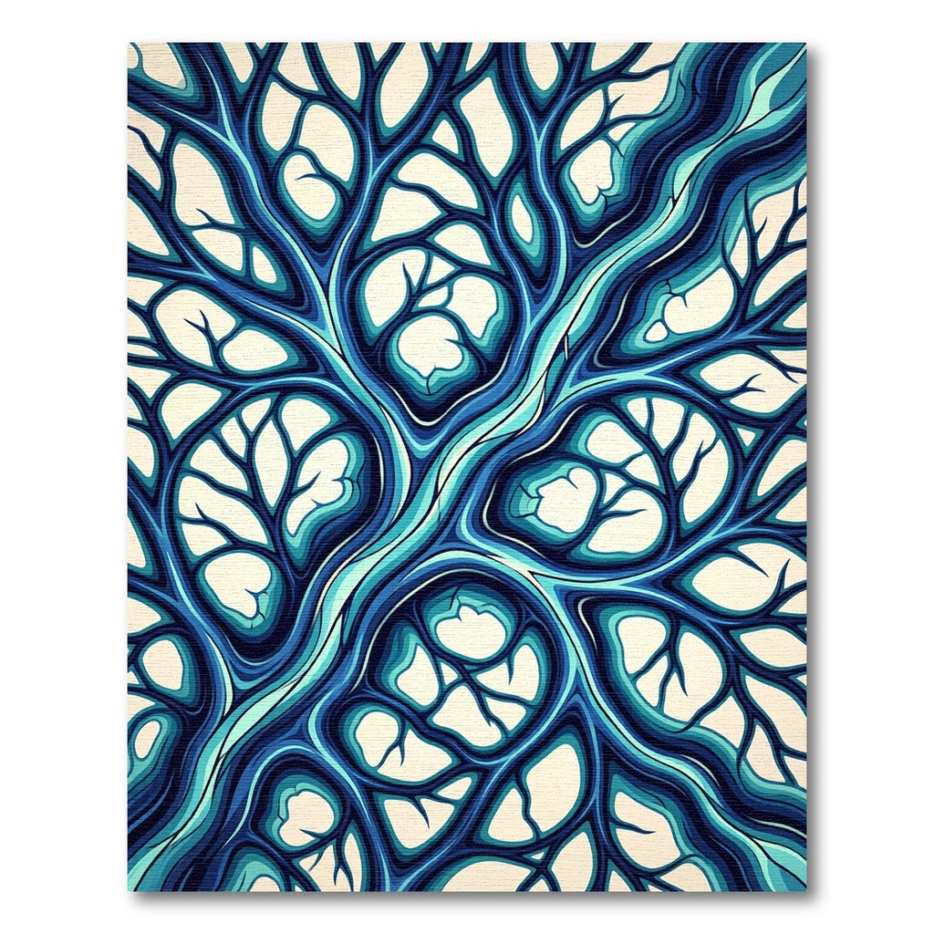 Abstract Blue Organic Flow Rug
