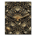 Elegant Gold and Charcoal Chrysanthemum Fan Rug