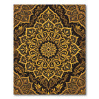 Ornate Gold Damask Mandala Art Rug