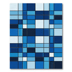 Modern Geometric Blue Grid Art Rug
