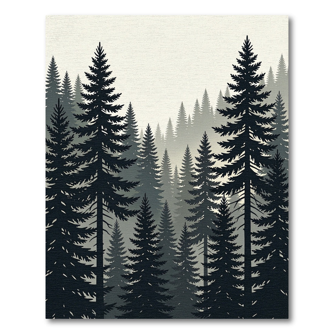 Misty Forest Evergreen Pine Silhouette Rug