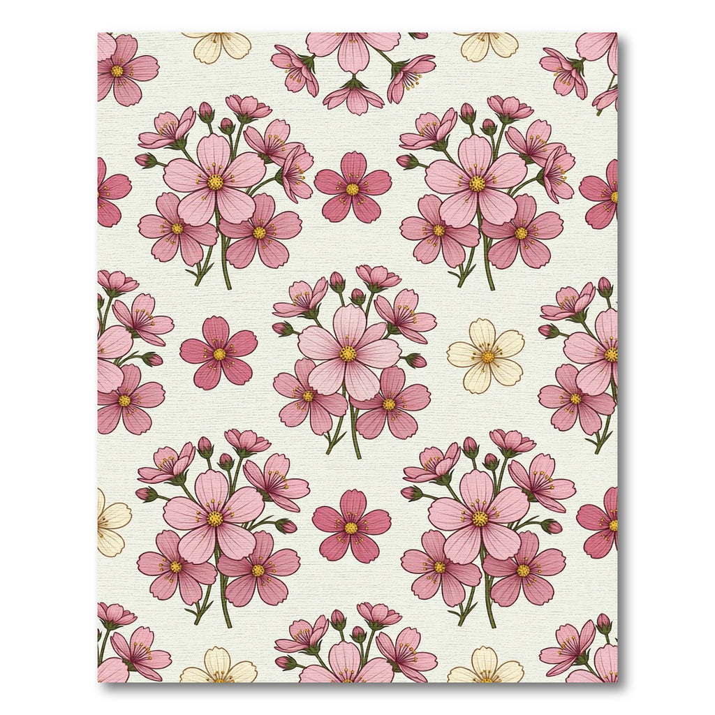 Blushing Pink Botanical Cosmos Flower Rug