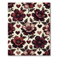 Romantic Crimson Floral Heart Tapestry Rug