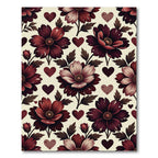 Romantic Crimson Floral Heart Tapestry Rug