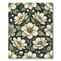 Cream Anemone Botanical Dark Sage Floral Rug