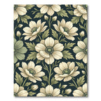 Cream Anemone Botanical Dark Sage Floral Rug