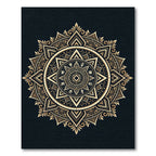 Golden Sunburst Mandala Medallion Circular Embellishment Rug