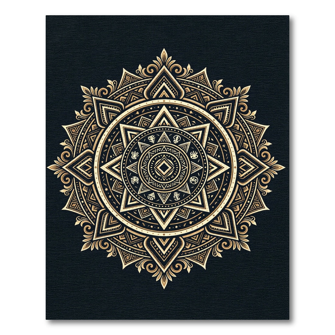 Golden Sunburst Mandala Medallion Circular Embellishment Rug