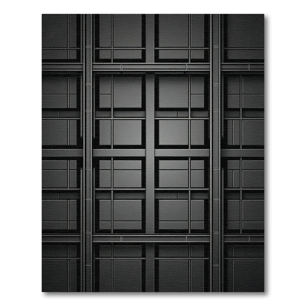 Dark Gray Modern Geometric Grille Rug