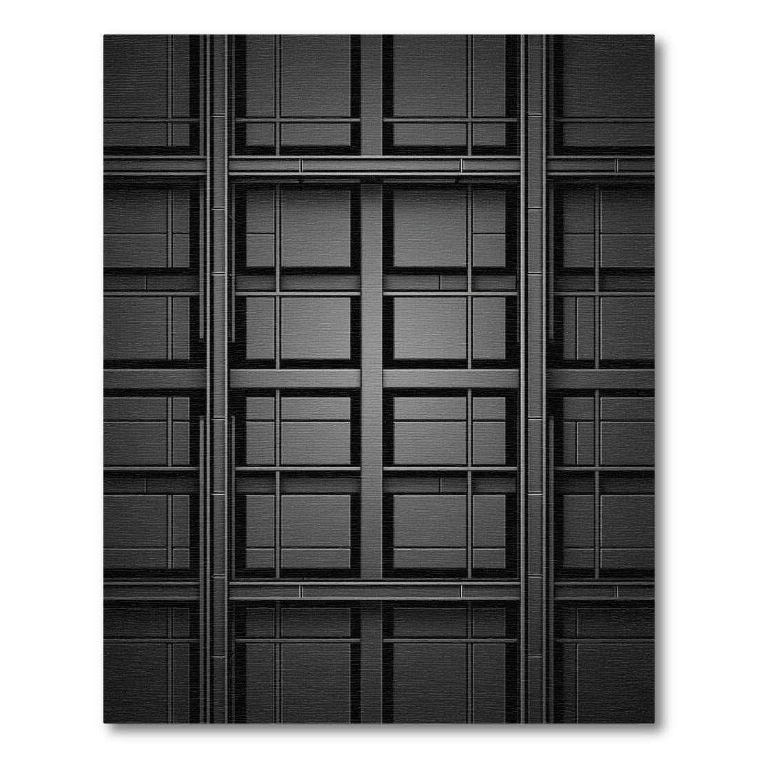 Dark Gray Modern Geometric Grille Rug