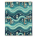 Teal Nautical Boat Dock Rippling Waves Rug