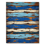 Rustic Weathered Blue and Cream Planks Rug