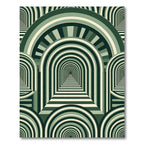 Emerald Art Deco Geometric Tunnel Arch Rug