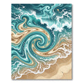 Swirling Turquoise Ocean Waves Coastal Area Rug