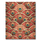 Art Deco Coral Peacock Feather Rug