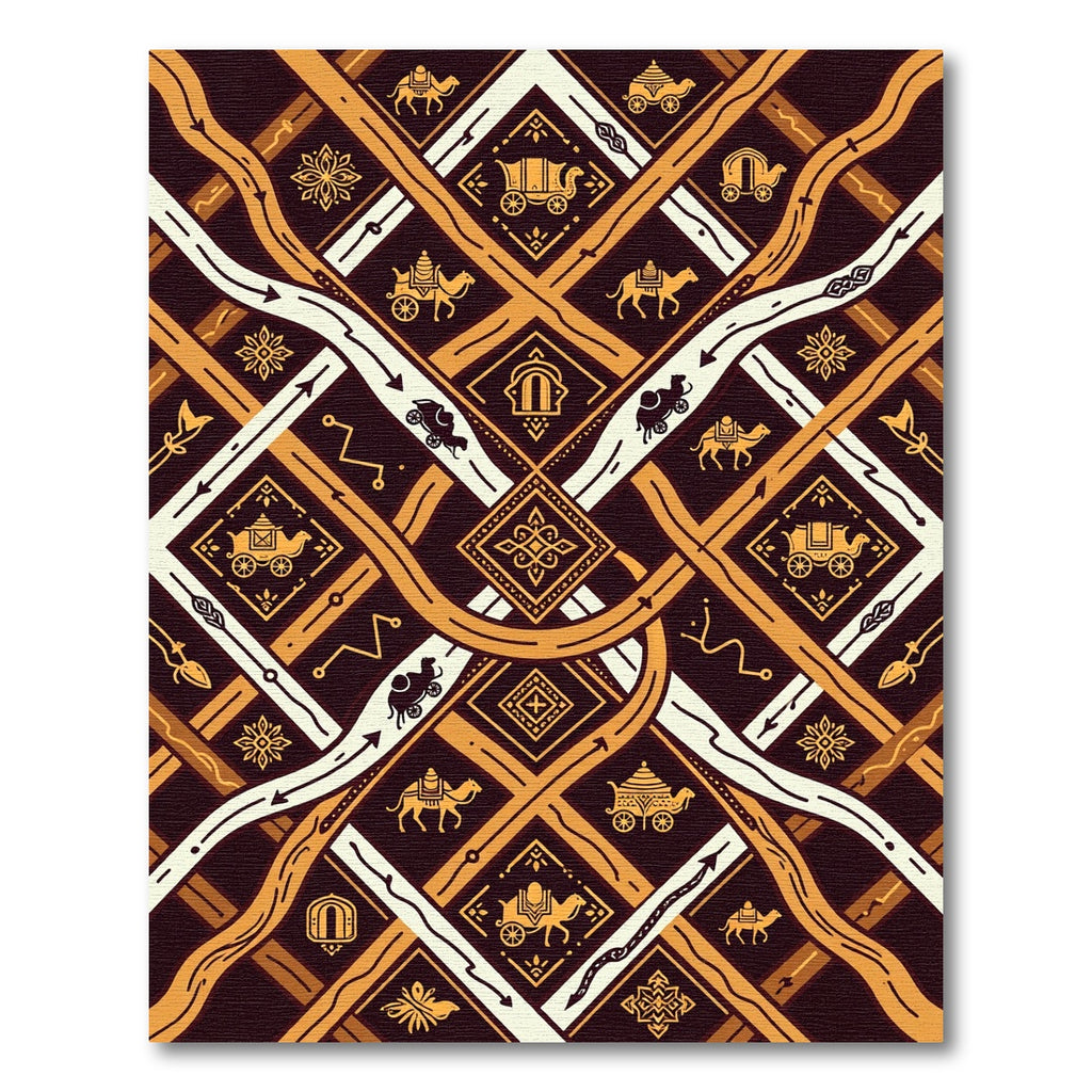 Golden Camel Caravan Geometric Ochre Rug