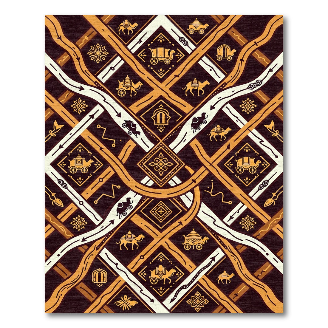 Golden Camel Caravan Geometric Ochre Rug