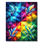 Geometric Crystal Facet Rainbow Art Rug