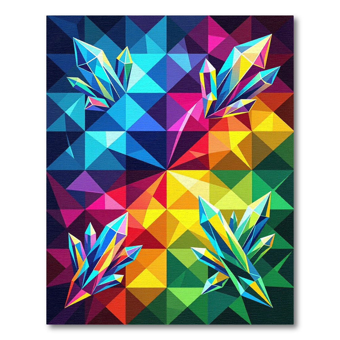 Geometric Crystal Facet Rainbow Art Rug