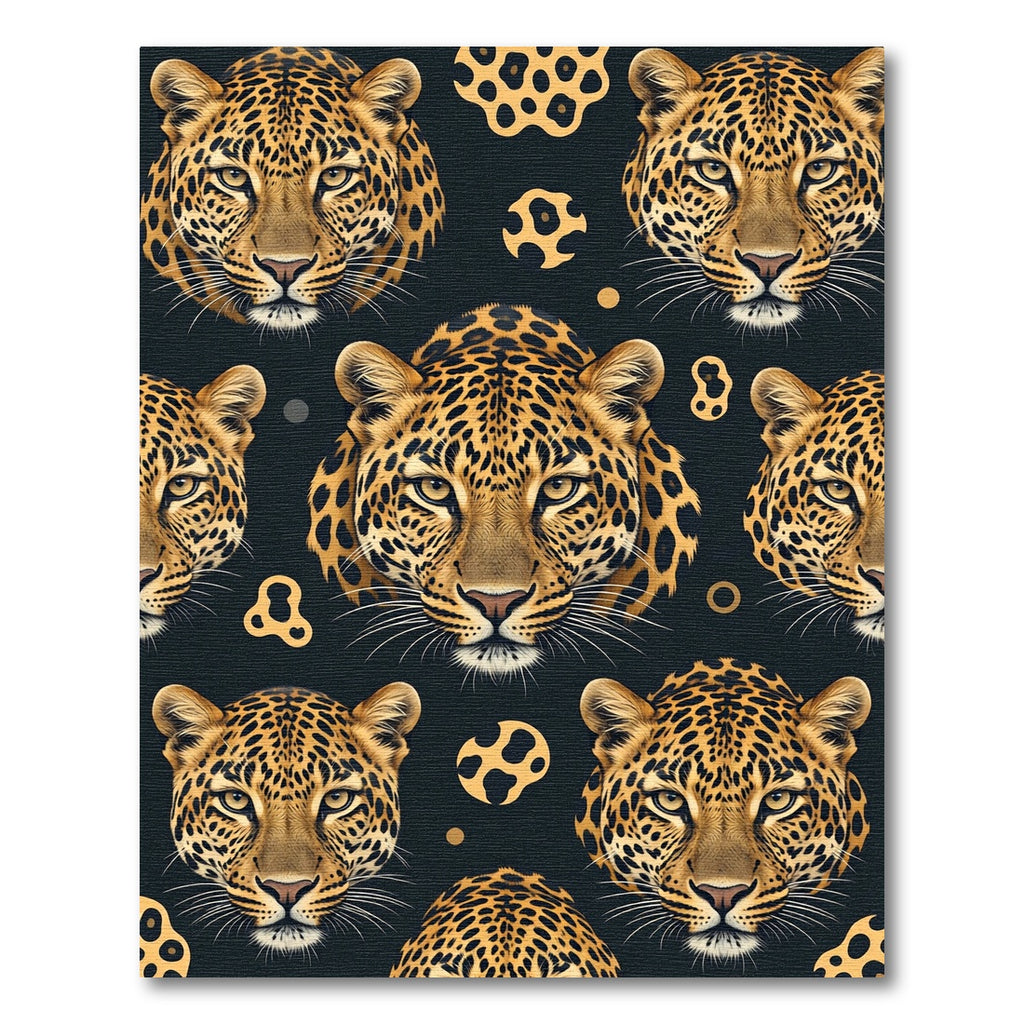 Leopard Print Animal Face Composition Rug